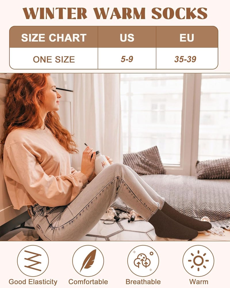 YSense Wool Socks for Women, Winter Boot Socks Stocking Stuffers Gifts for Women Warm Crew Hiking - Image 2
